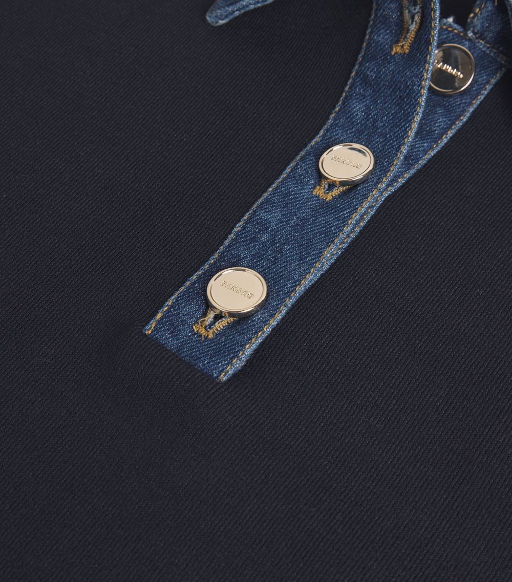 Denim-Collar Sweater