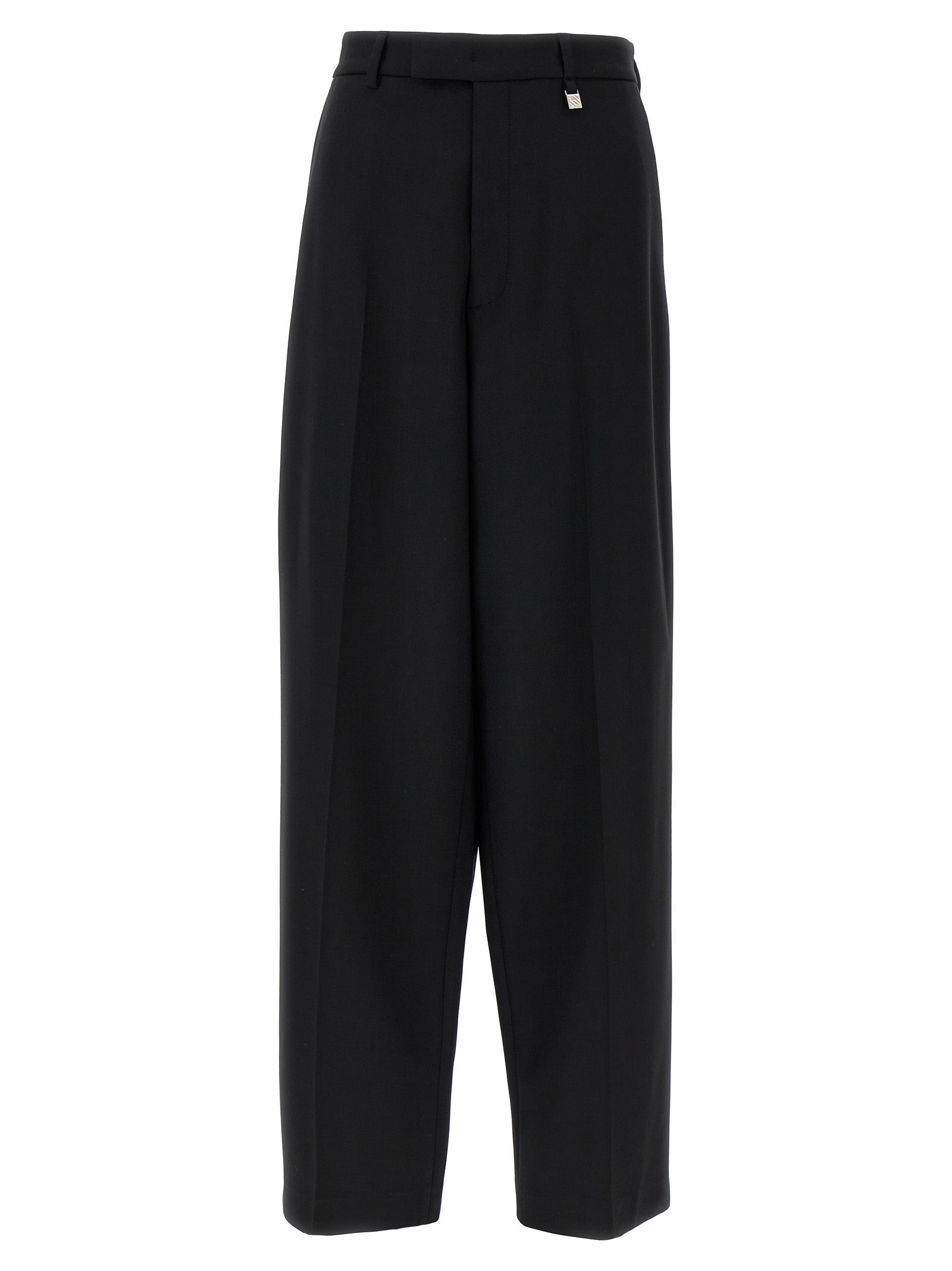 Virgin Wool Wide-Leg Trousers — Black