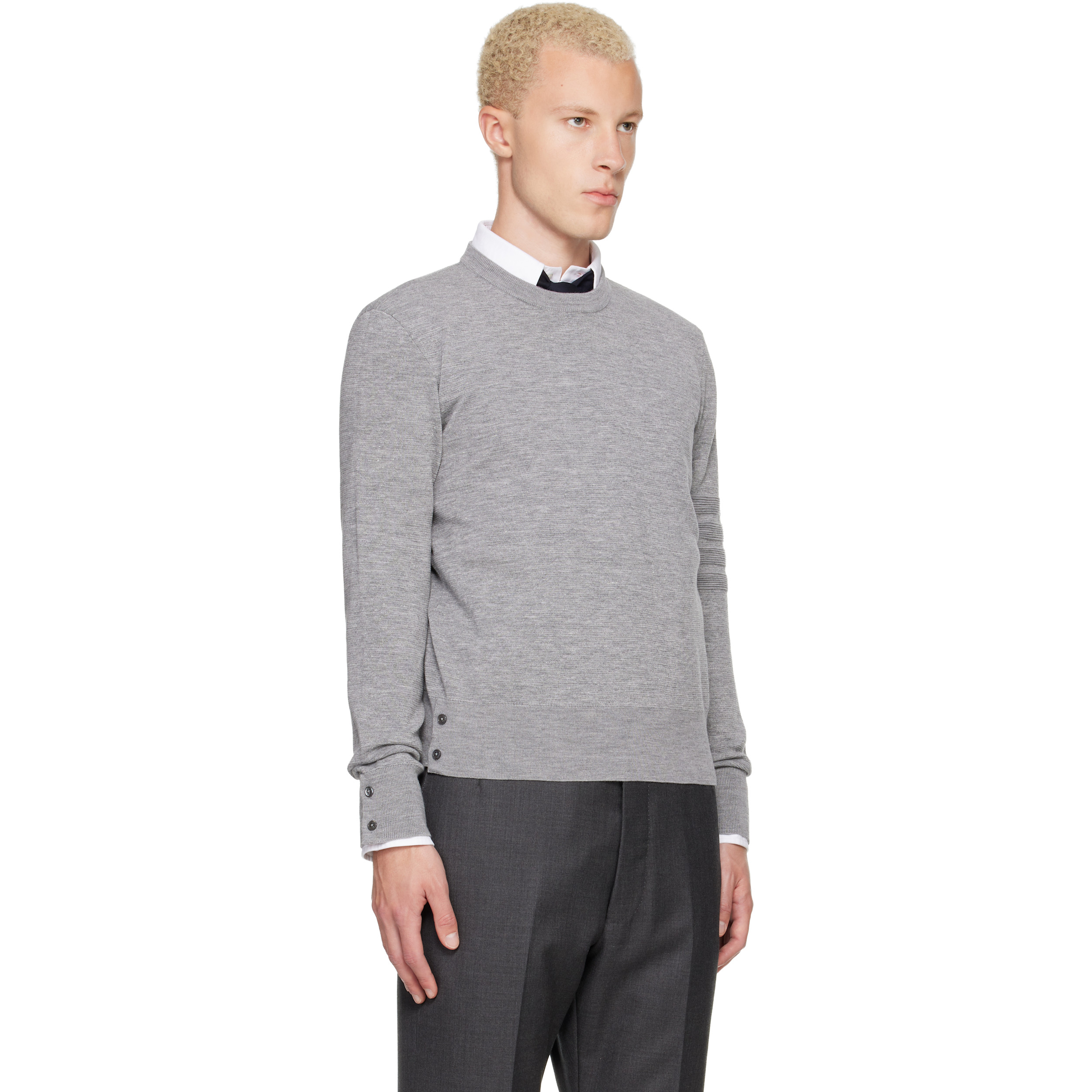 Gray Ottoman Milano Stitch 4-Bar Bomber Sweater