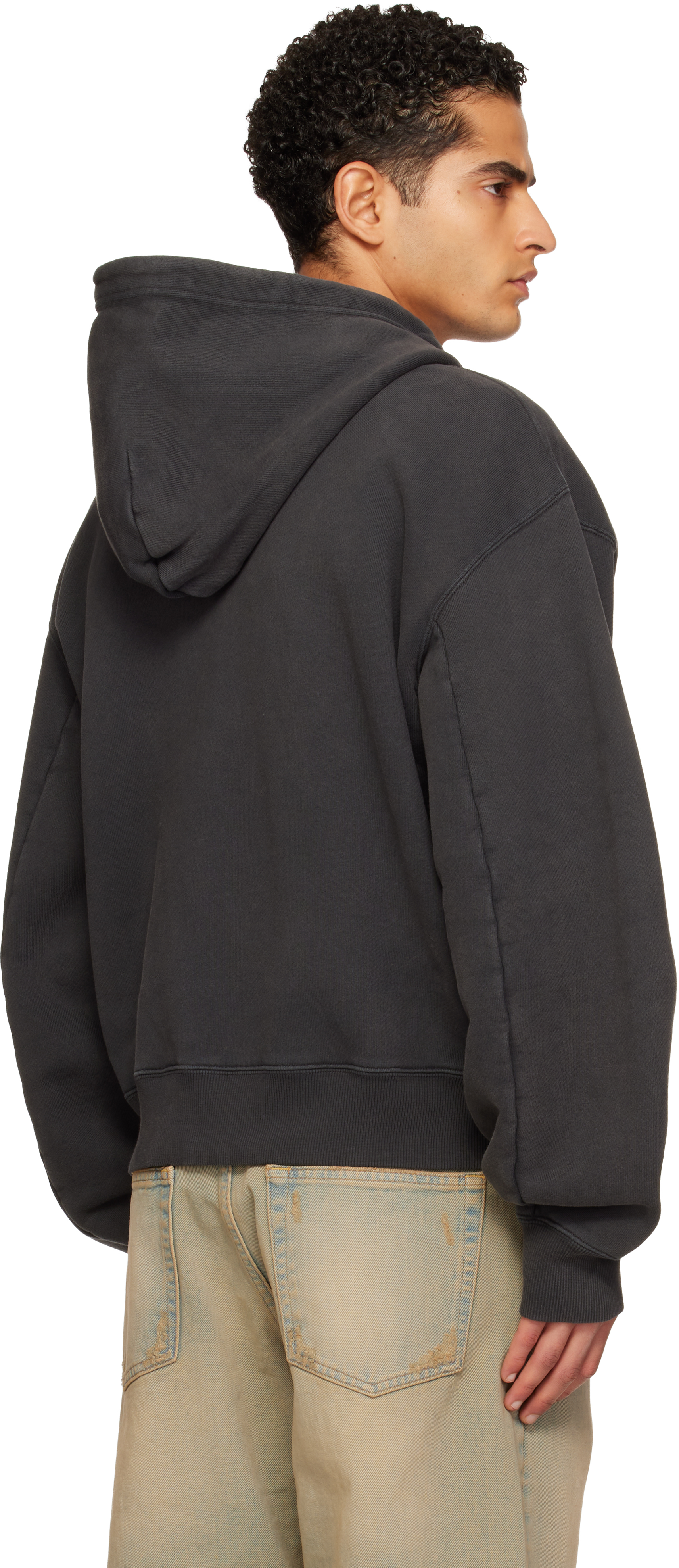 Black Oversized Zip-Up Hoodie