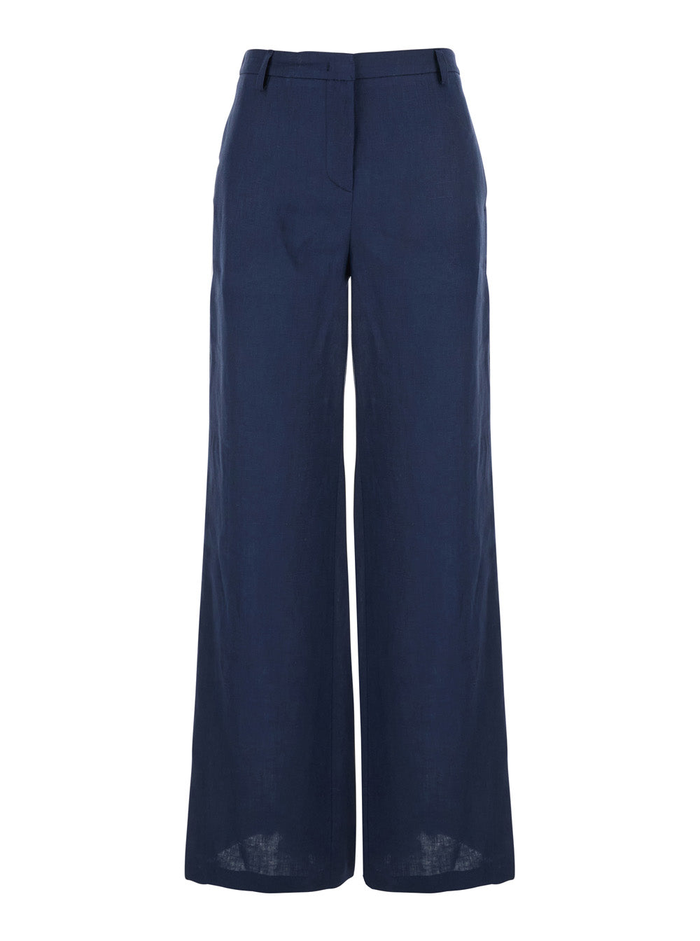 Wide-Leg Linen Trousers — Blue