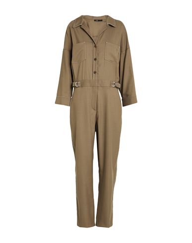 Woman Jumpsuit Khaki Size 8 Polyester, Virgin Wool, Elastane