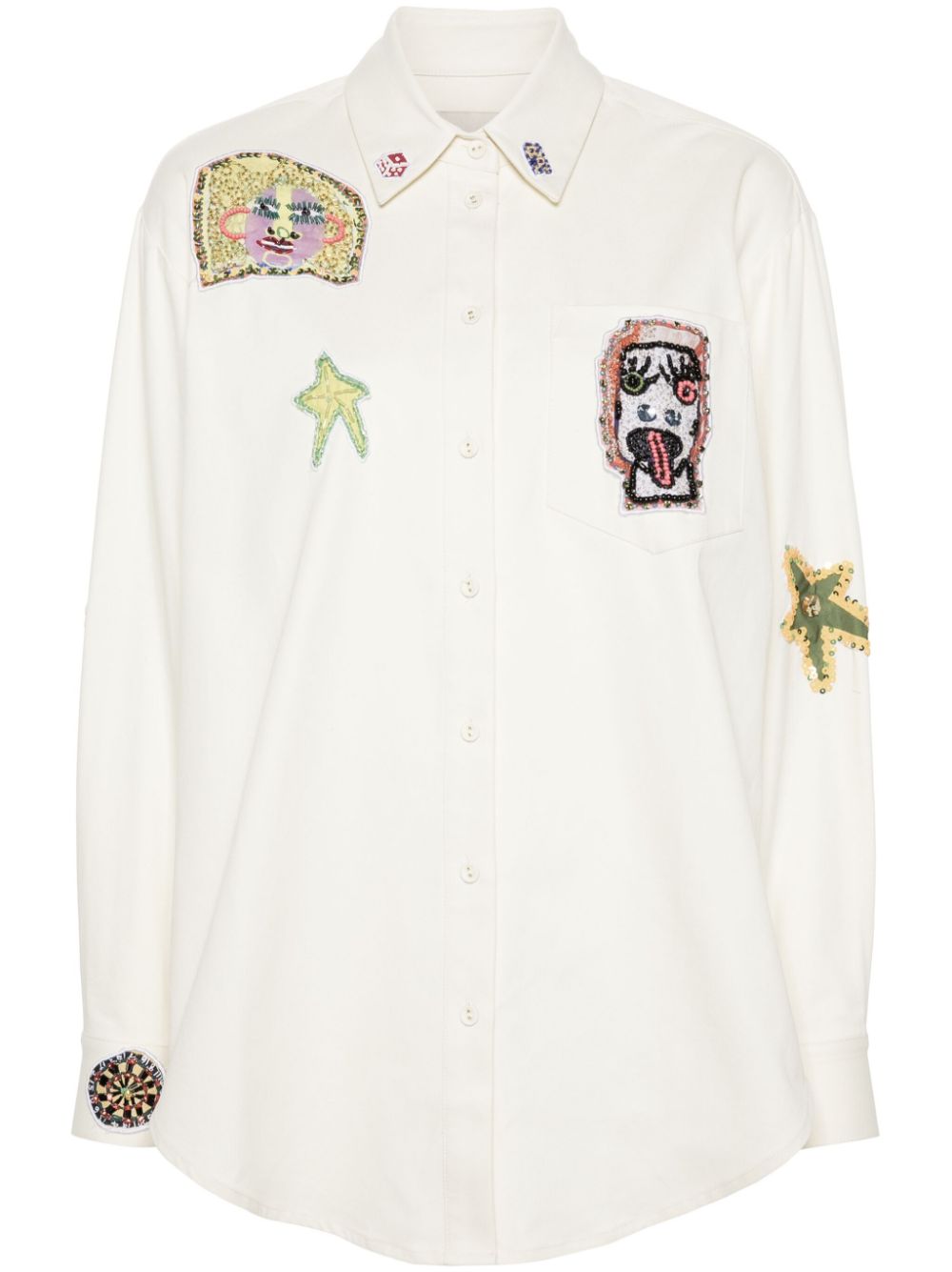 X Michael Swaney players-embroidered shirt - Neutrals