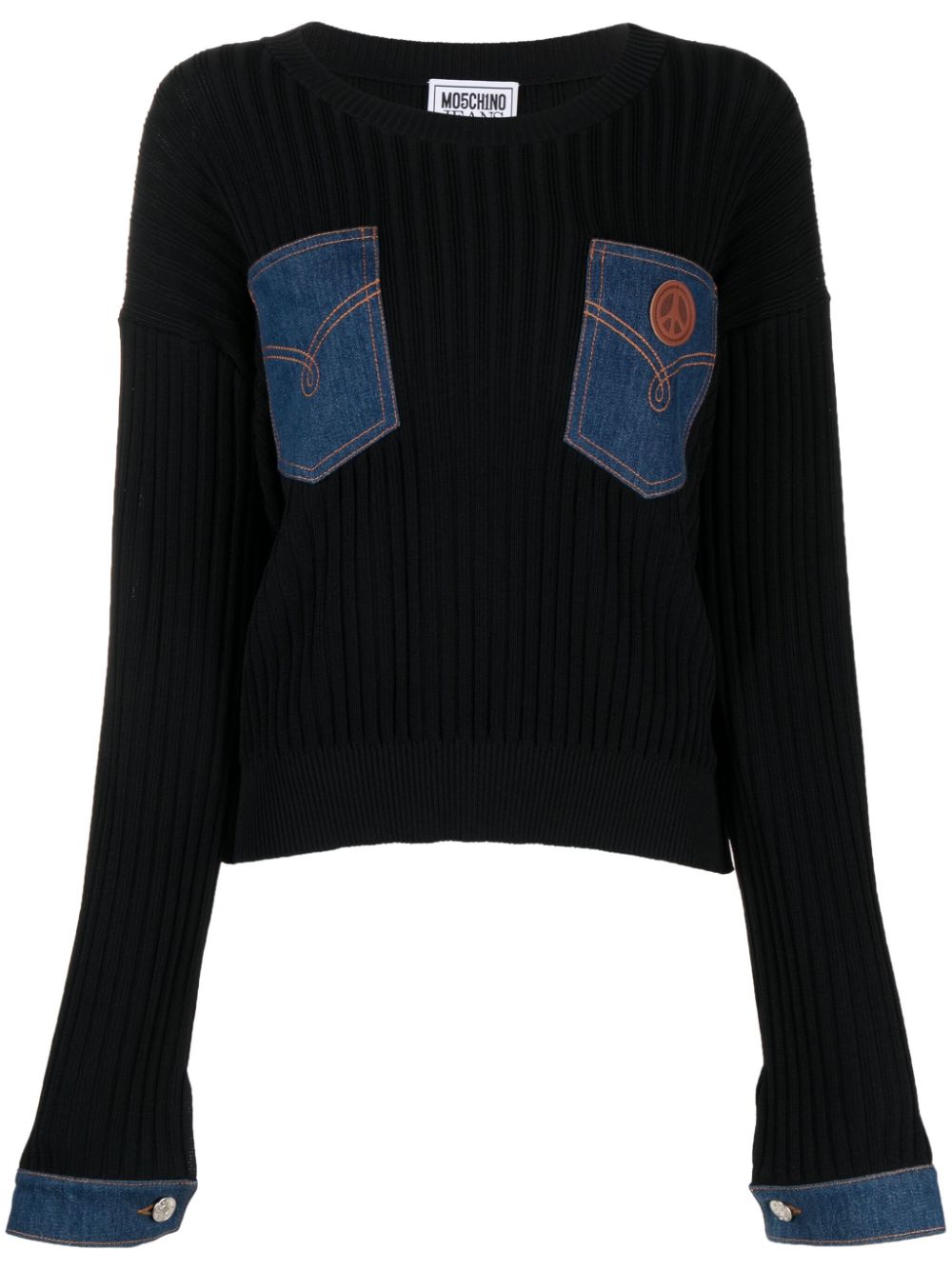 Patchwork ribbed jumper - Black