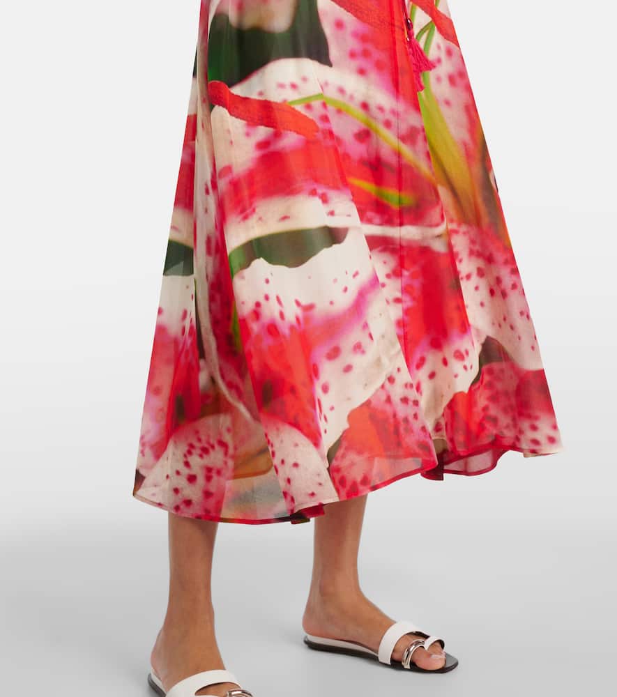 Printed silk and cotton shirt dress