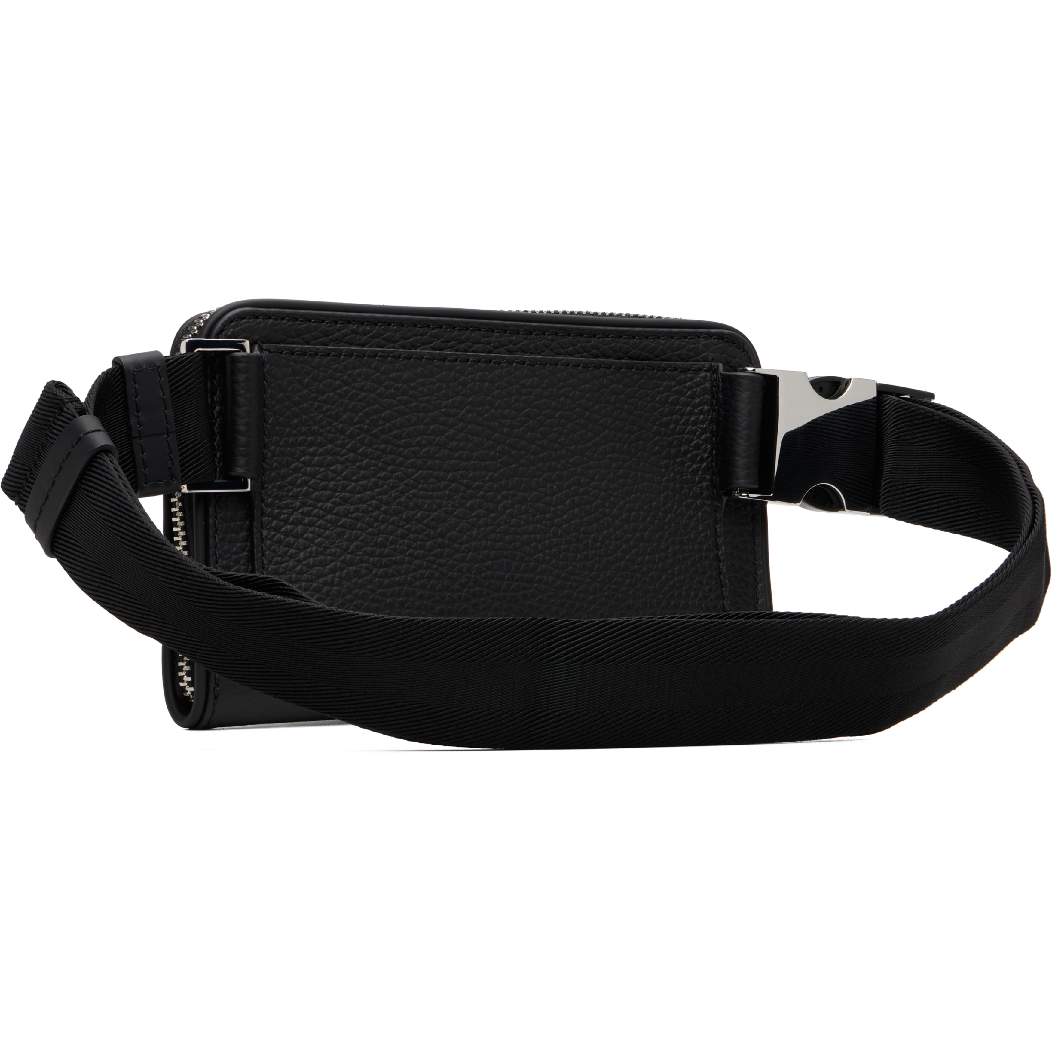 Black Grained Leather Messenger Bag