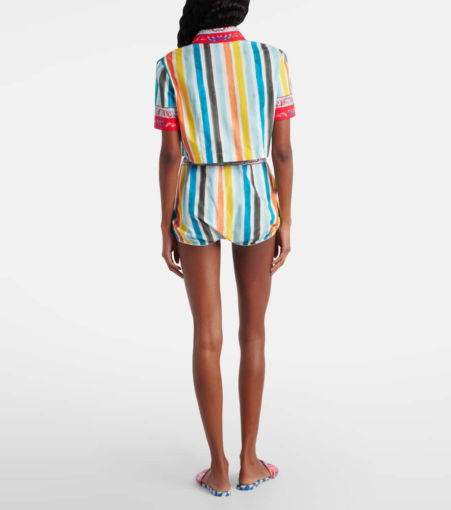 Striped cropped cotton top