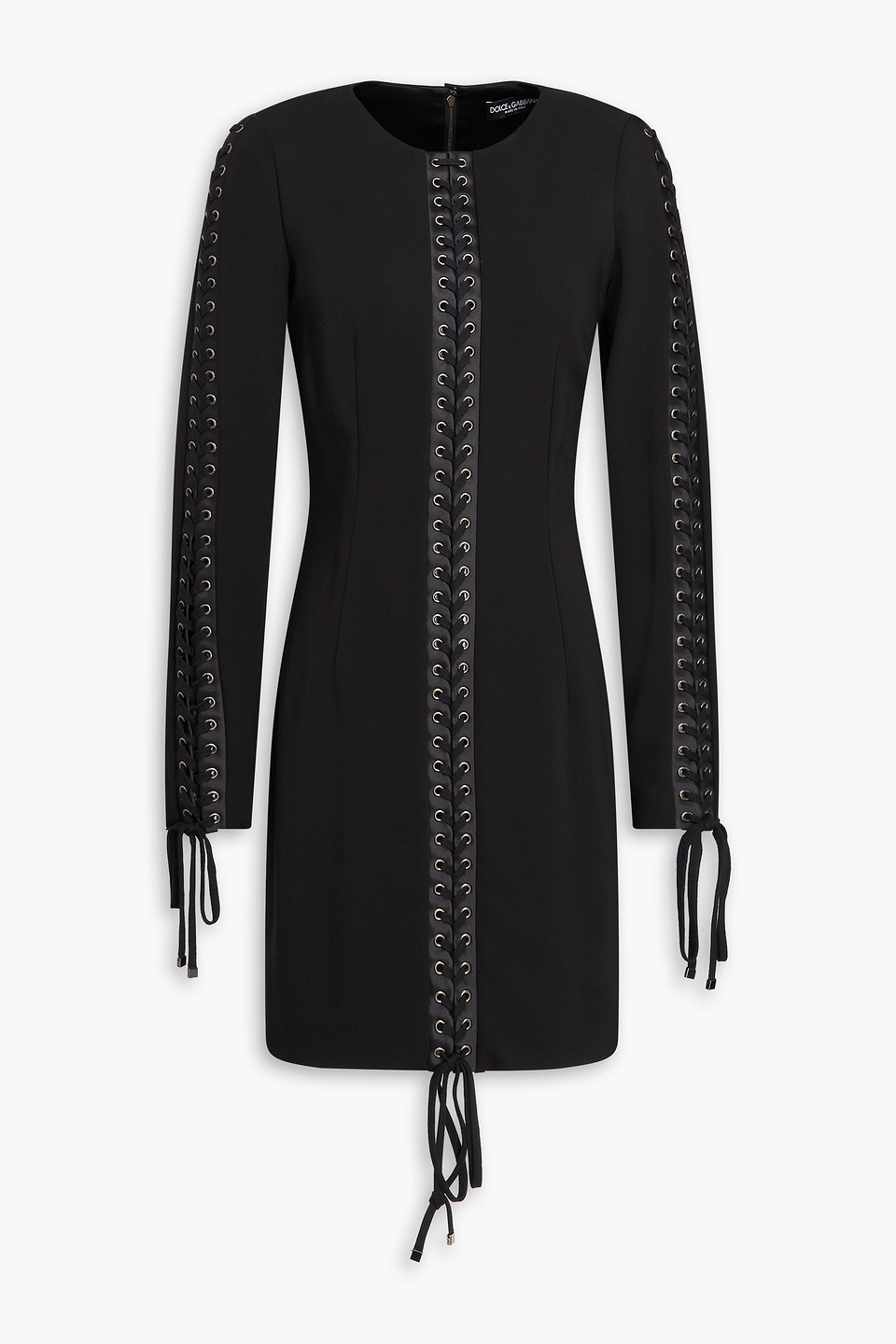 Lace-up stretch-crepe mini dress - Black - IT 40
