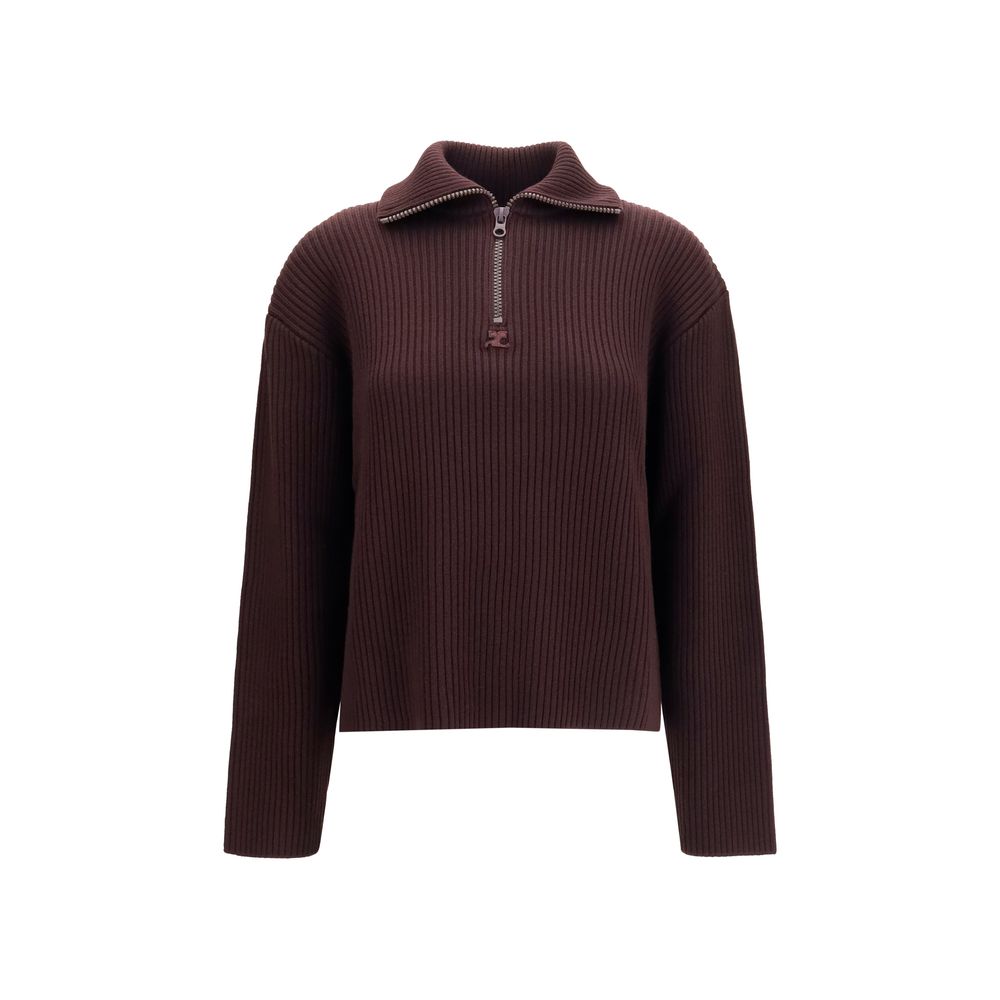 Ribbed Merino Wool Sweater — Brown