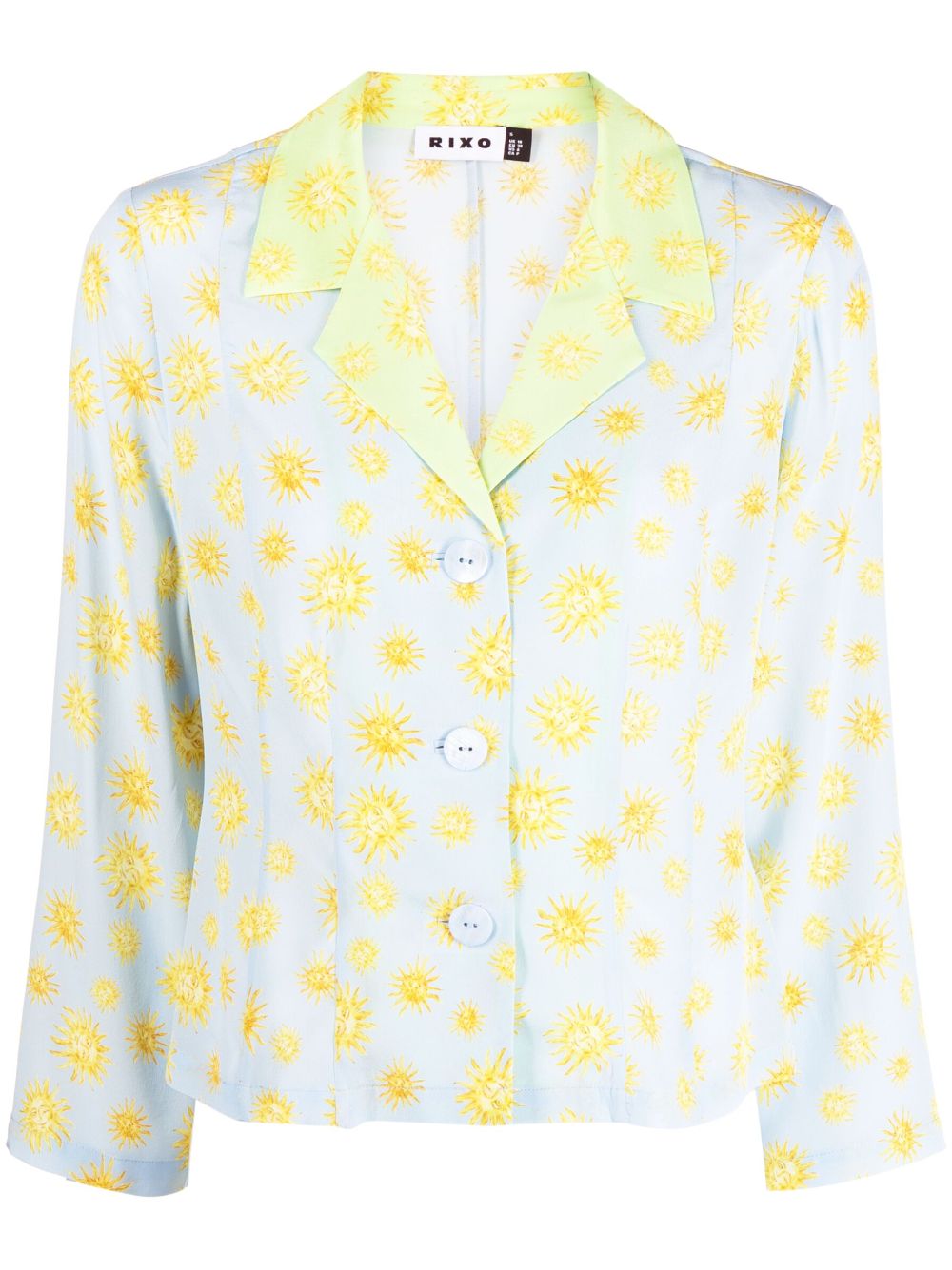 Sun-motif silk shirt - Blue