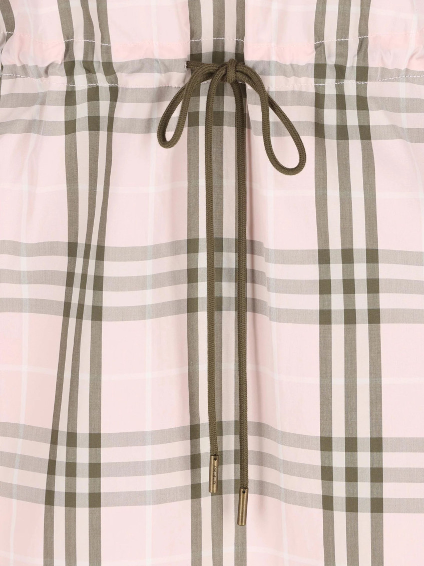Burberry - short sleeve dress checked pattern drawstring waist