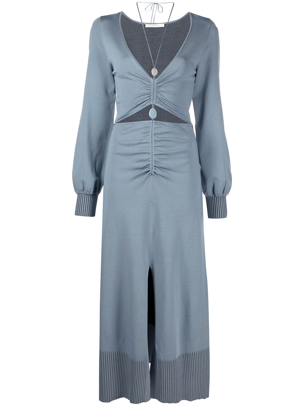 Ruched cut-out midi dress - Blue