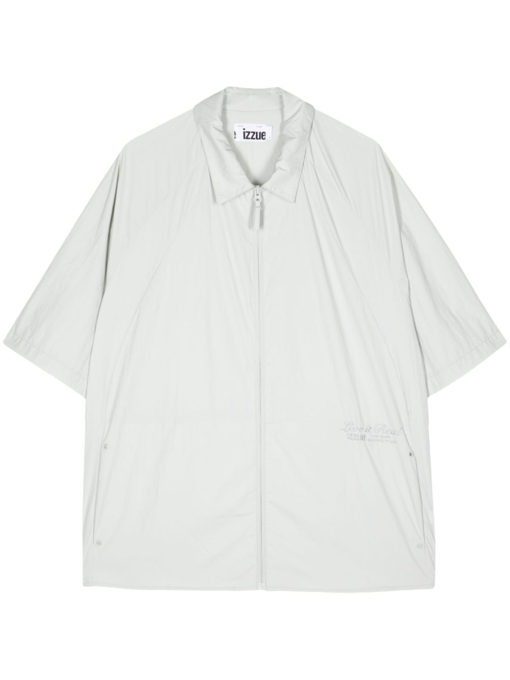 Logo-print zip-up shirt - Grey