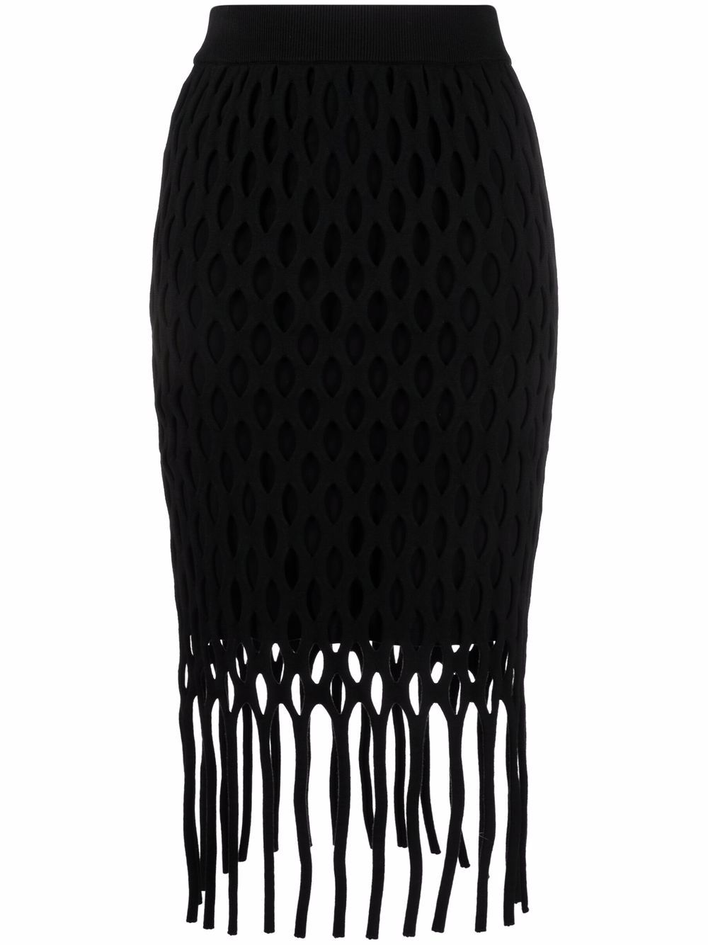 Macramé fringed skirt - Black