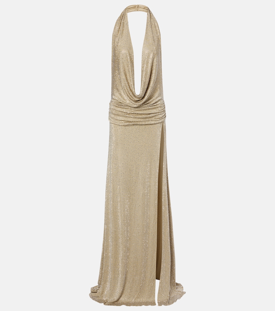 Embellished halterneck gown