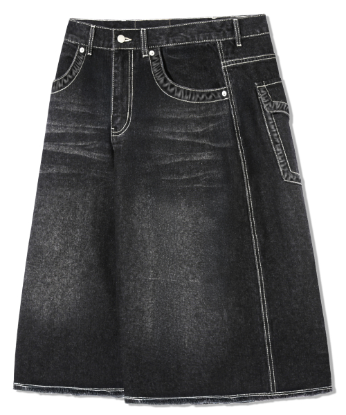 Rain Slub Two-tuck Bermuda Denim Shorts_INDIGO