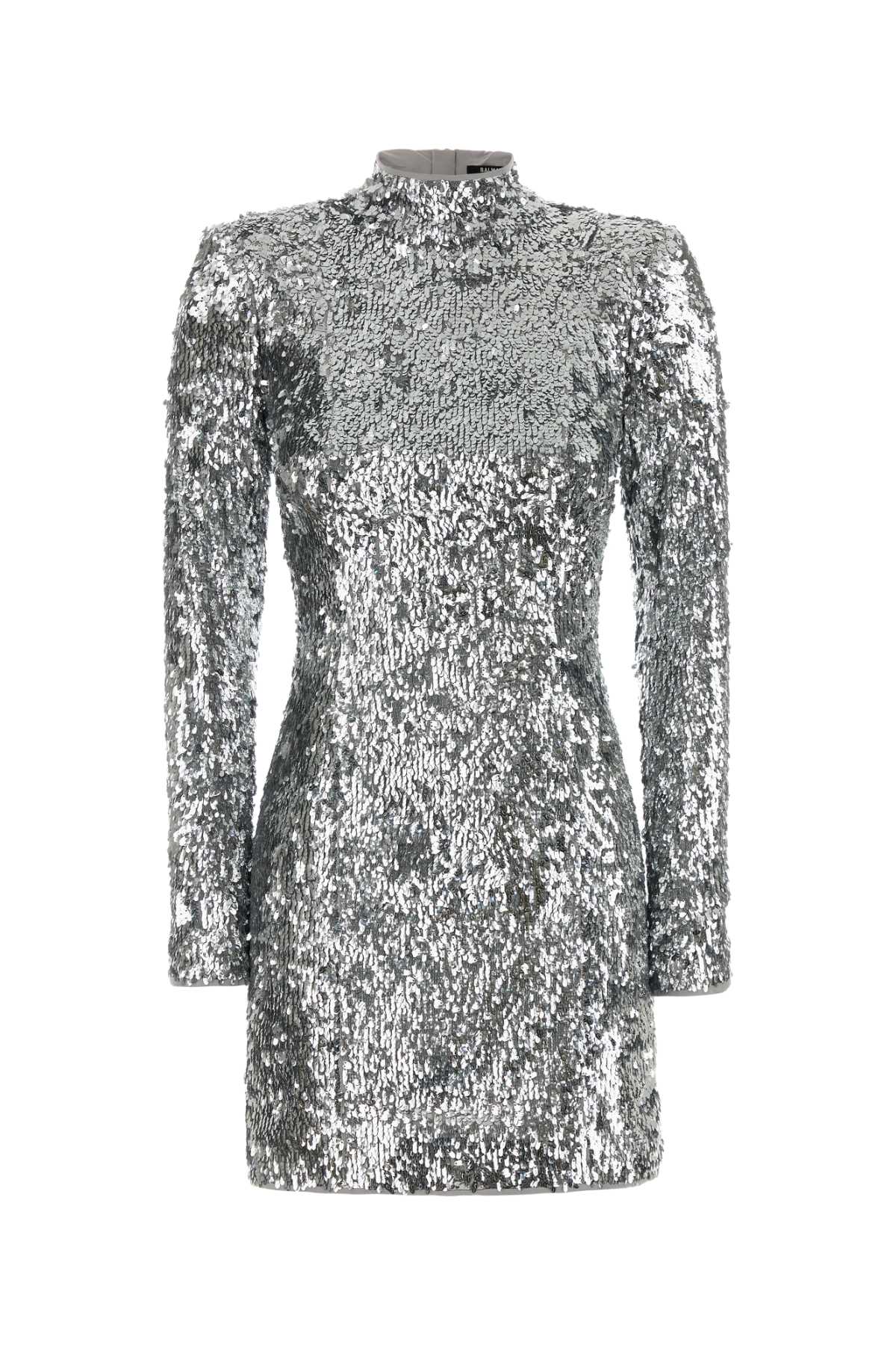 Buttons Mini Dress — Silver