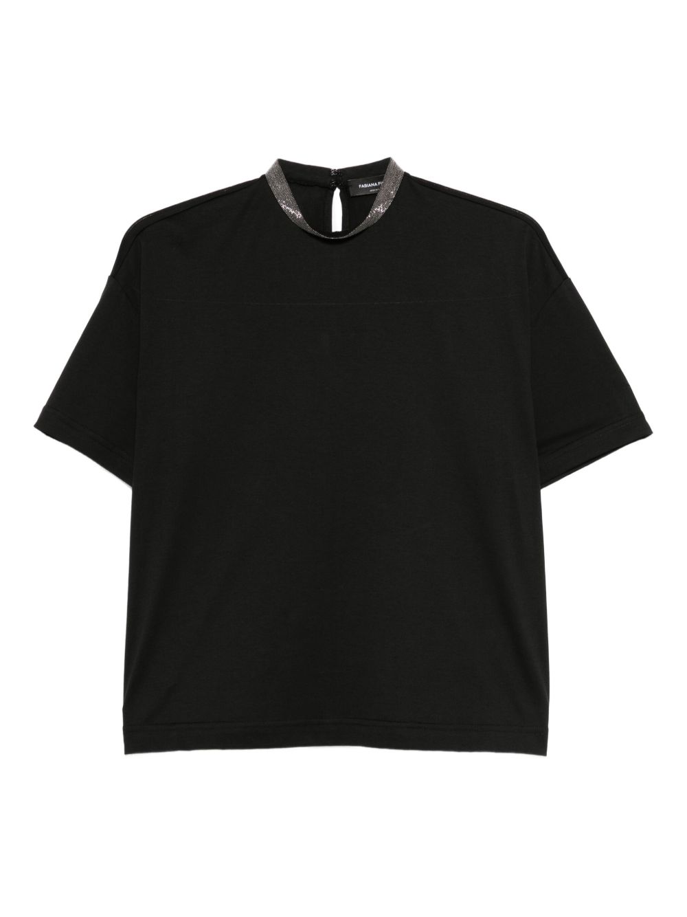 Embellished-neckline top - Black