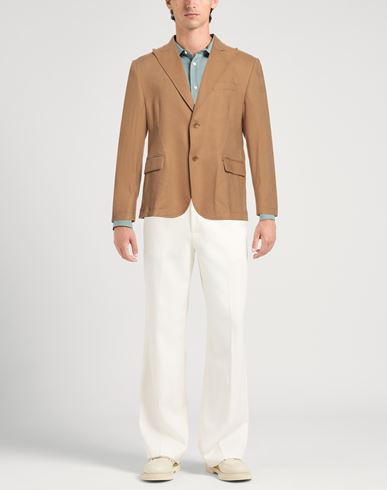 Man Blazer Camel Size 40 Linen, Viscose