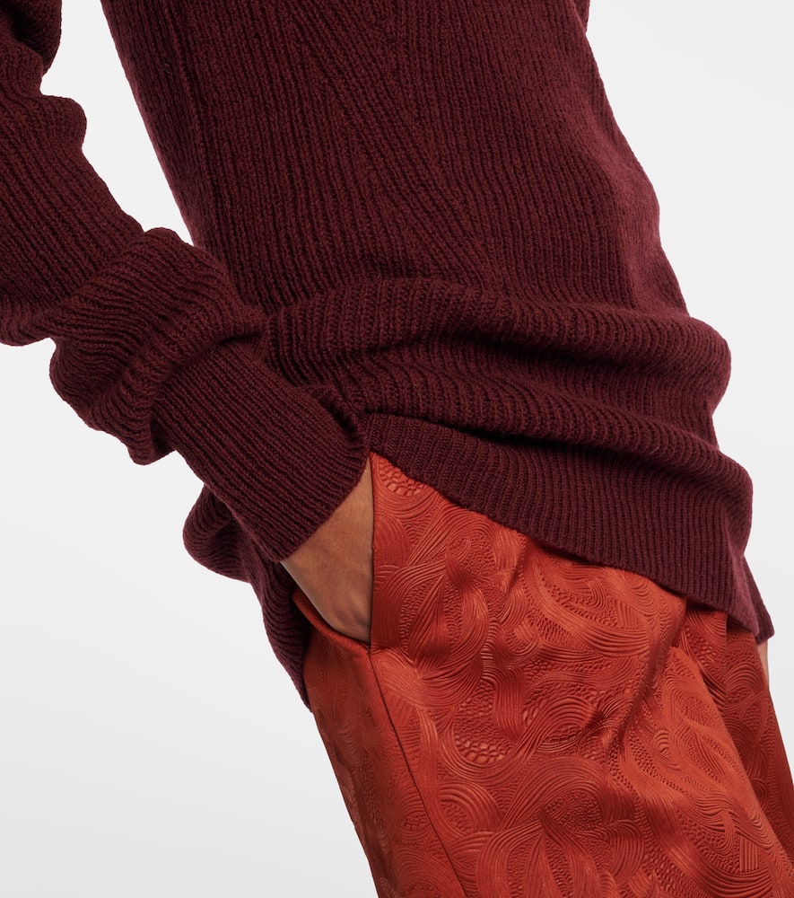 Ribbed-knit wool turtleneck sweater