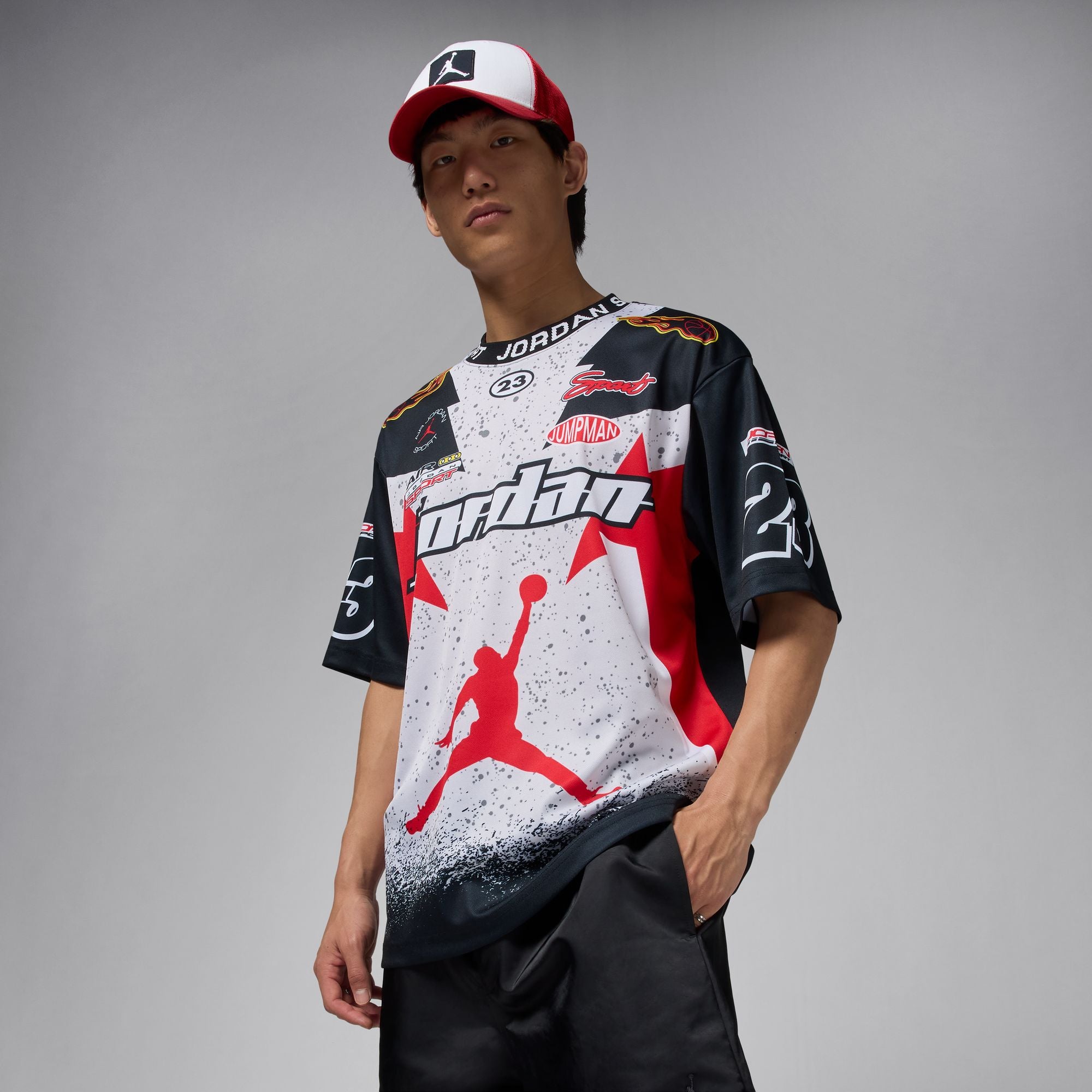 Jordan Motorsport Tee - NEUTRAL GREY/BLACK/FIRE RED - unisex