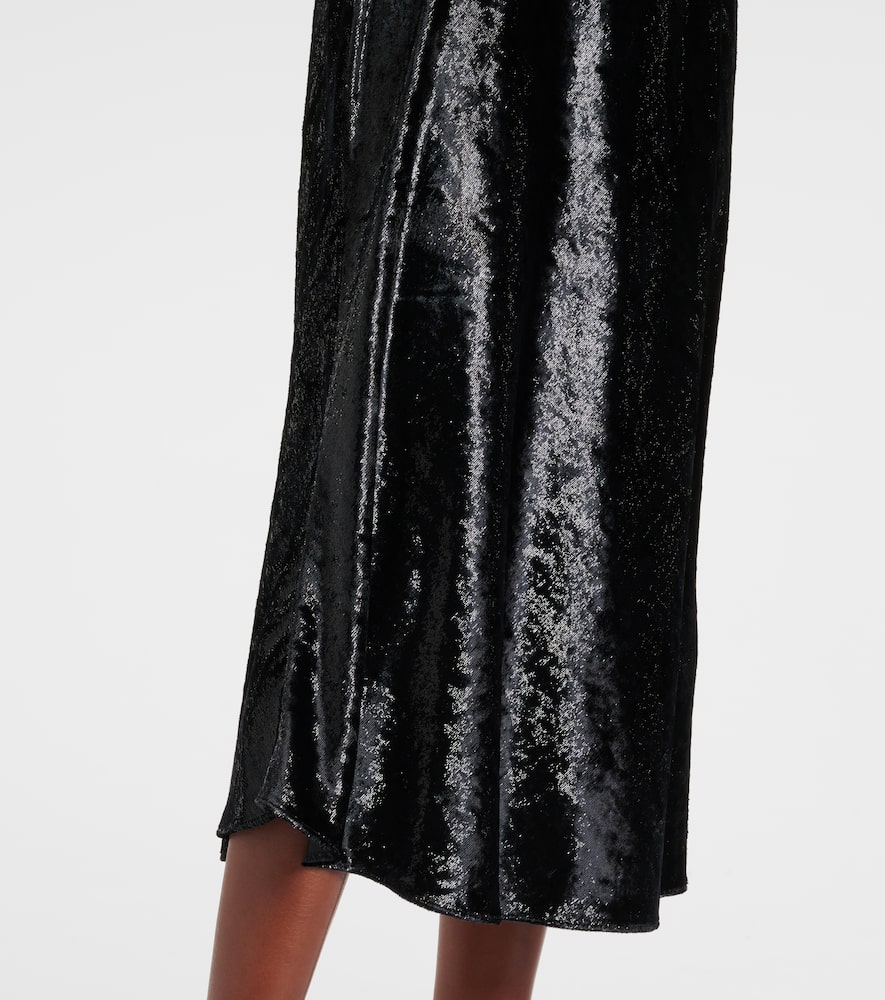Lamé satin midi skirt