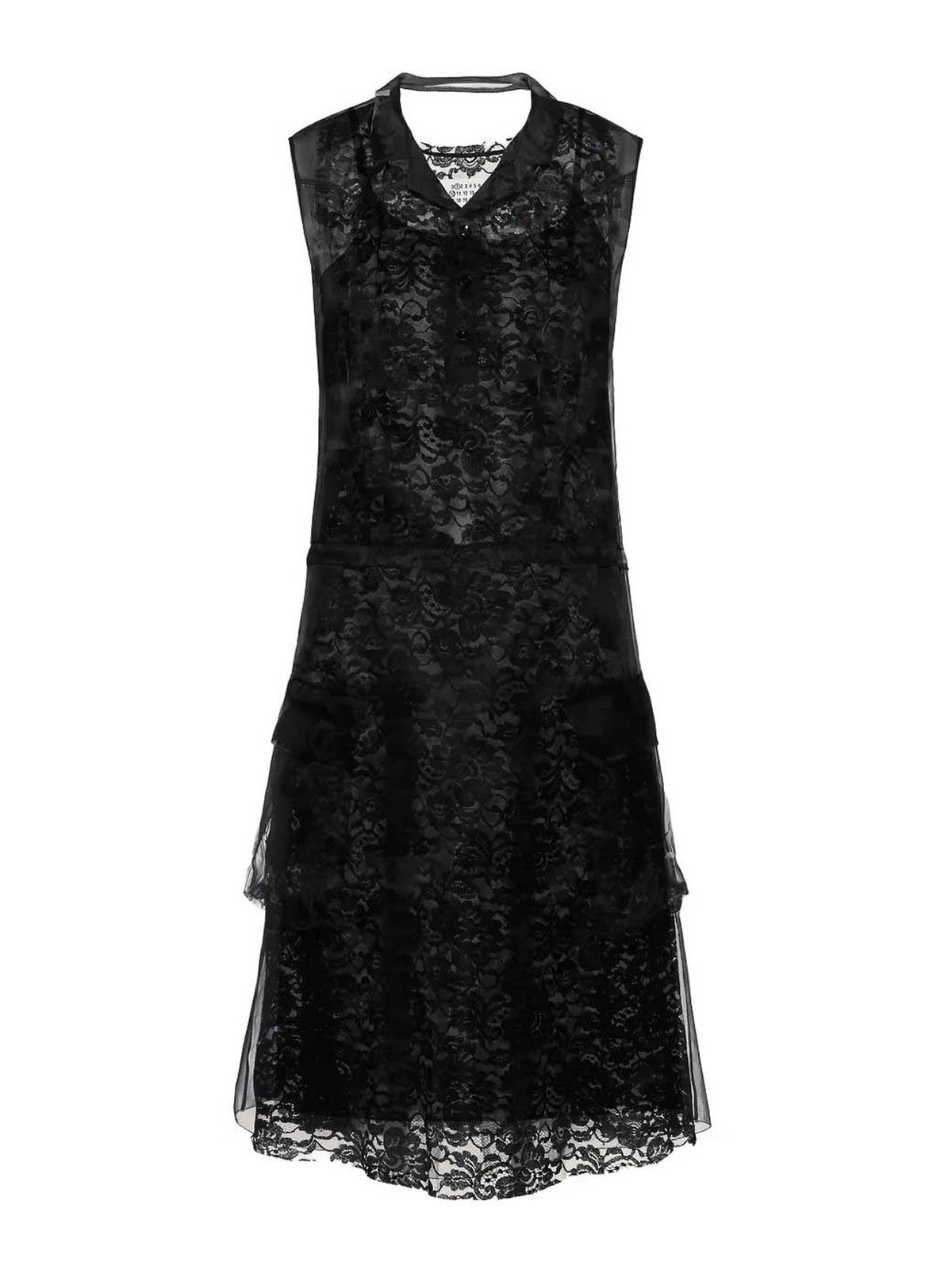 Maison Margiela - sleeveless midi dress lace overlay design