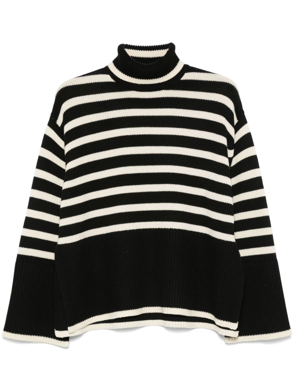 Striped turtleneck sweater - Black