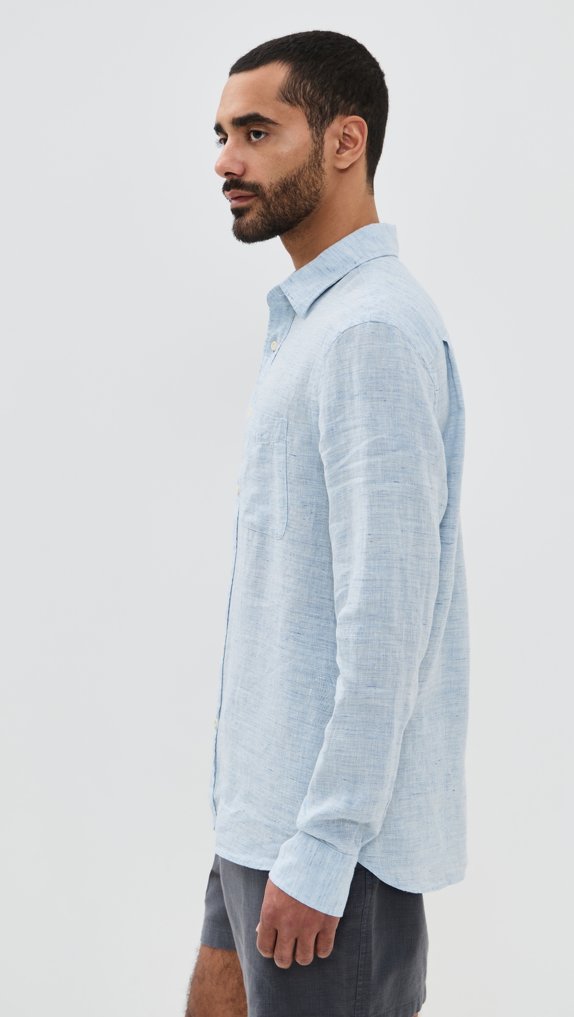 Faherty Linen Laguna Shirt Light Blue Melange