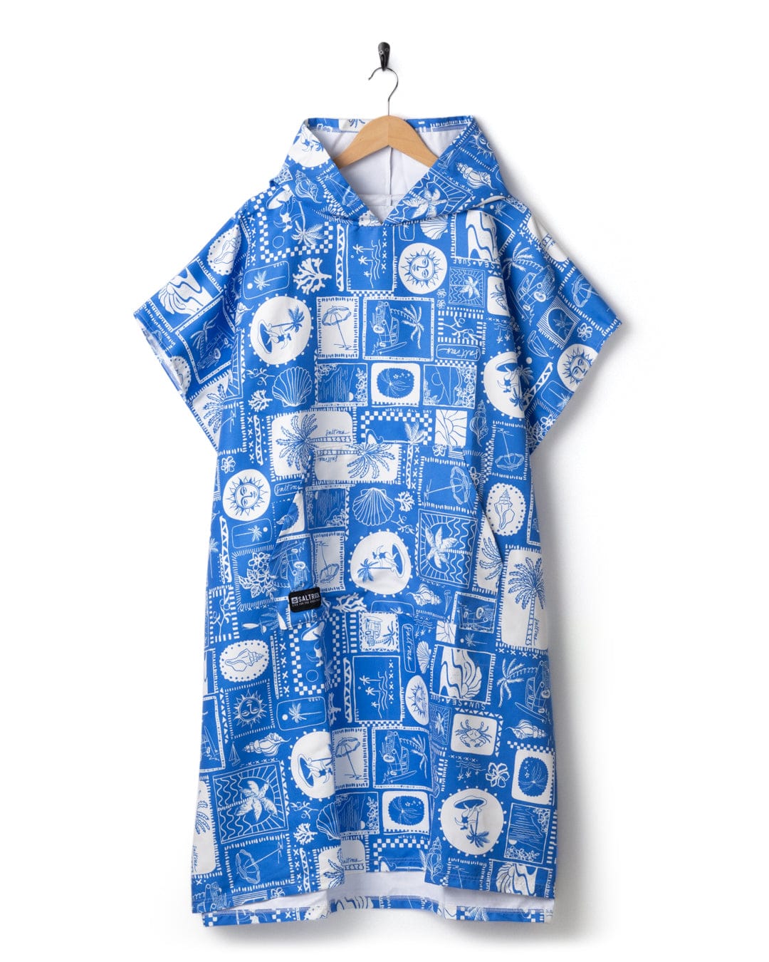 Saltrock Womens Island Tiles Poncho in Bright Blue