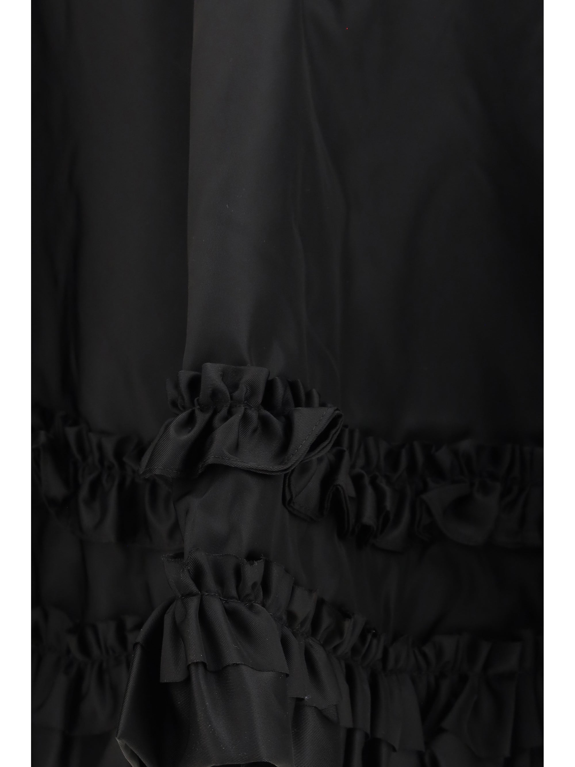 Layered Ruffle Water-Repellent Nylon Skirt — Black