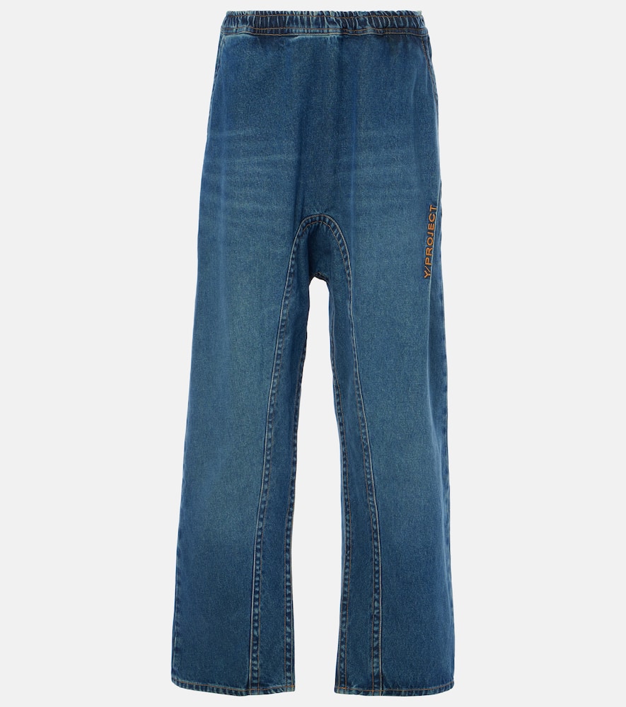 Logo low-rise wide-leg jeans