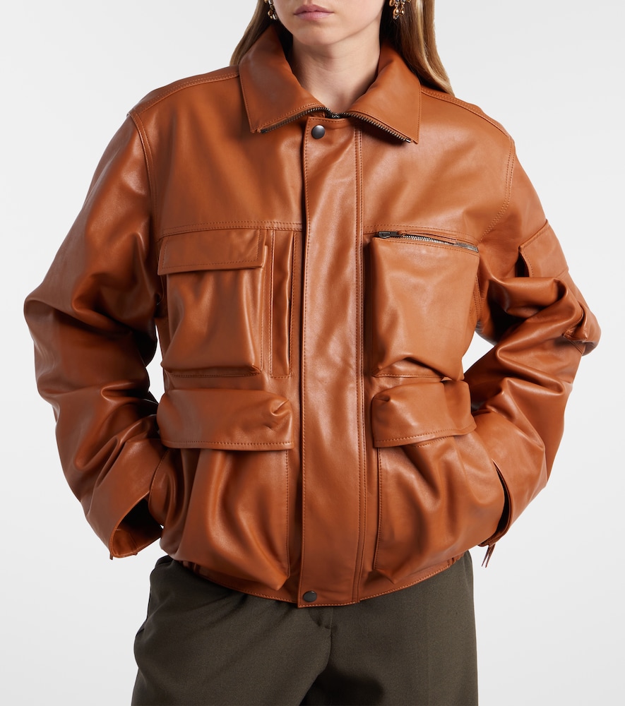 Leather blouson jacket