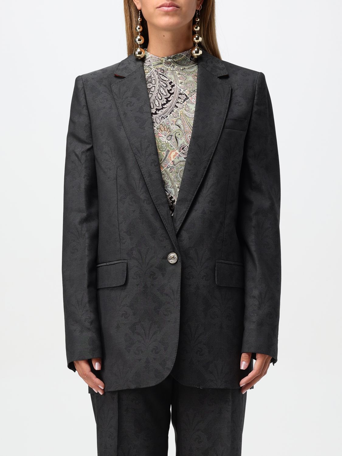 Wool jacquard blazer - Grey