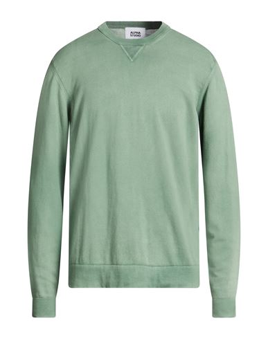 Man Sweater Sage green Size 44 Cotton