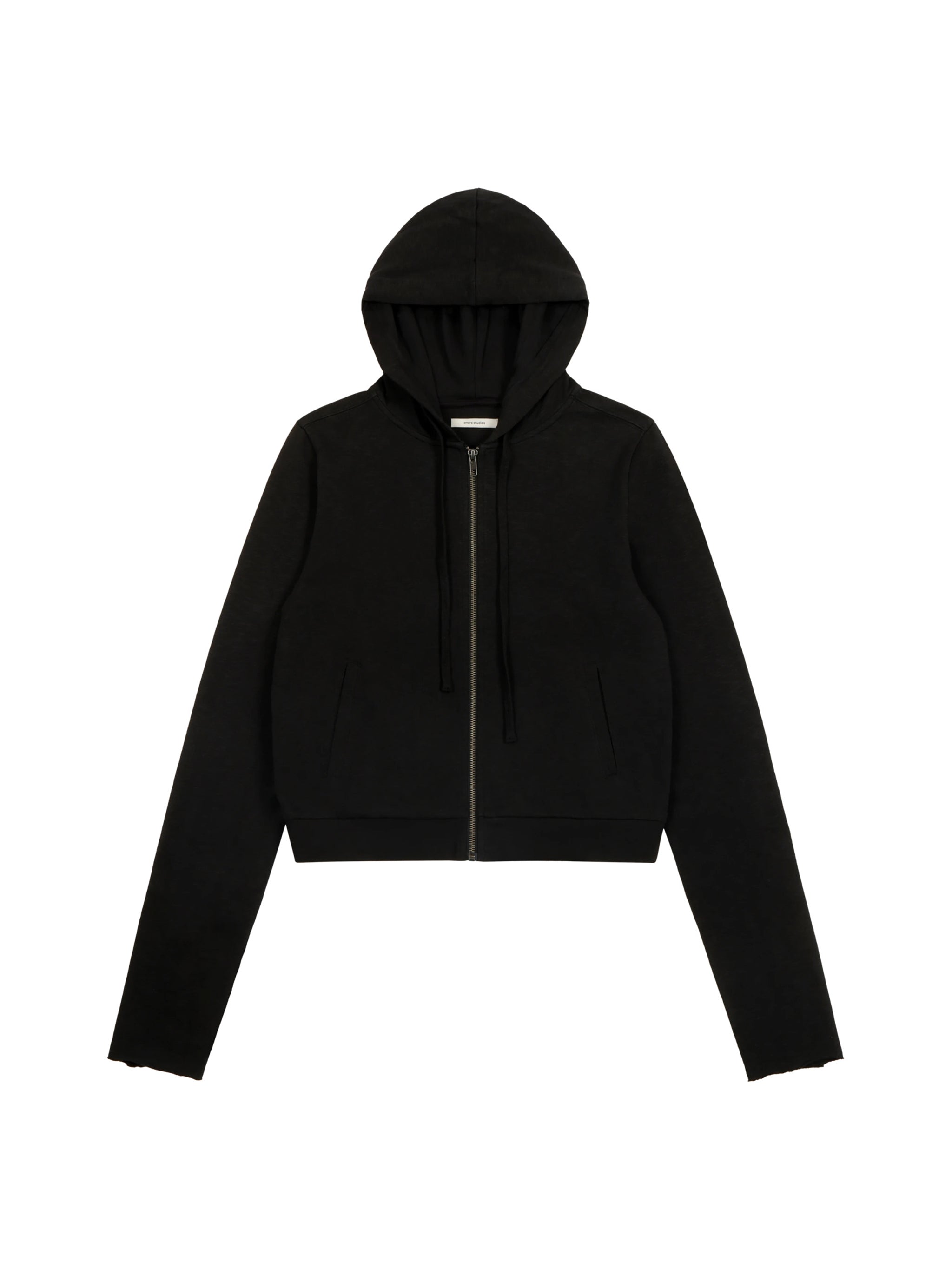 Zip-Front Cotton Hoodie with Non-Detachable Drawstring Hood, Front Pockets & Ribbed Hems