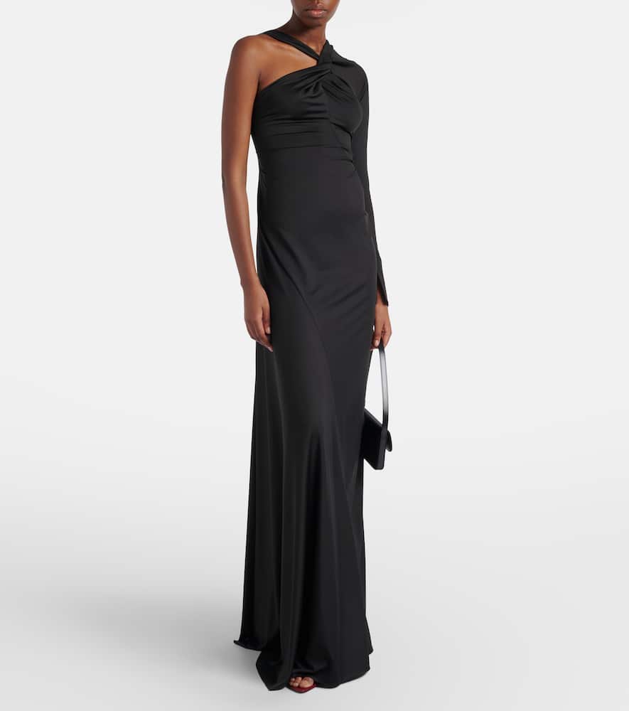 Ruched one-shoulder maxi dress