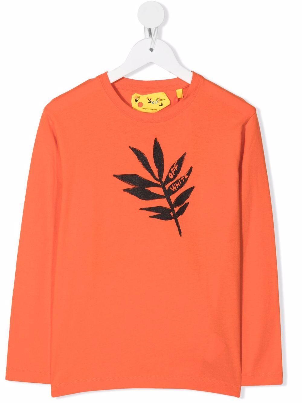 Leaf logo-print cotton T-shirt - Orange