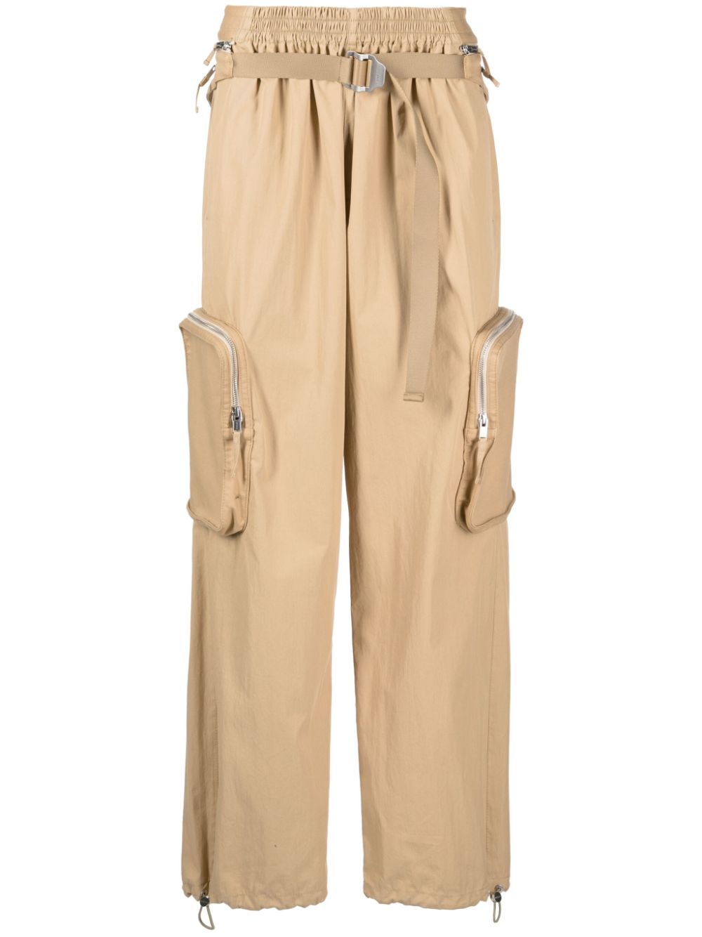 Belted straight-leg trousers - Brown