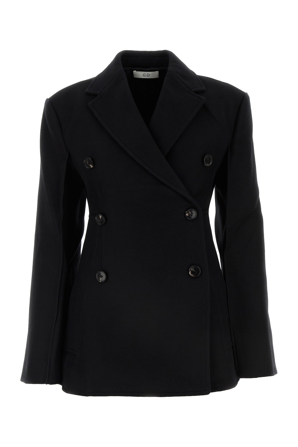 Double-Breasted Cotton Blazer — Black