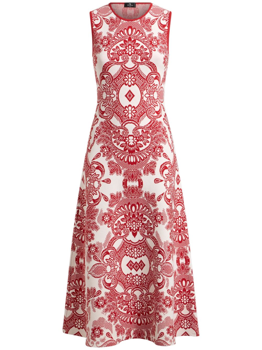 Patterned-jacquard midi dress - Red