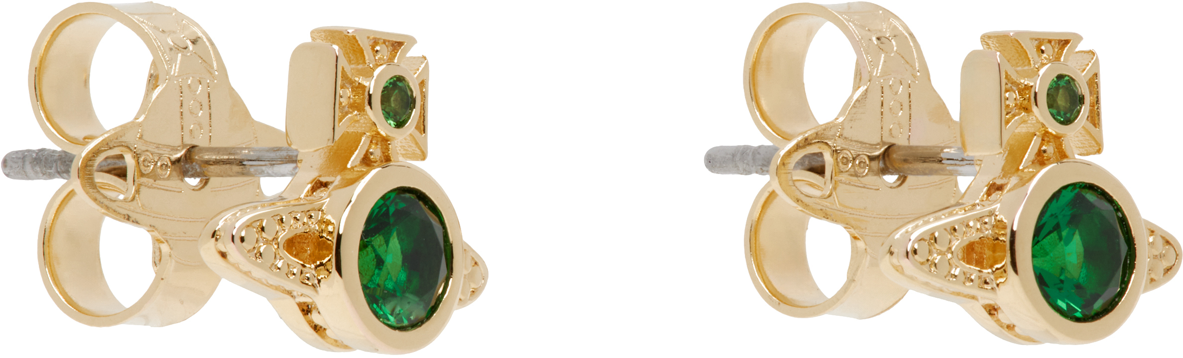 Vivienne Westwood Gold & Green London Orb Earrings