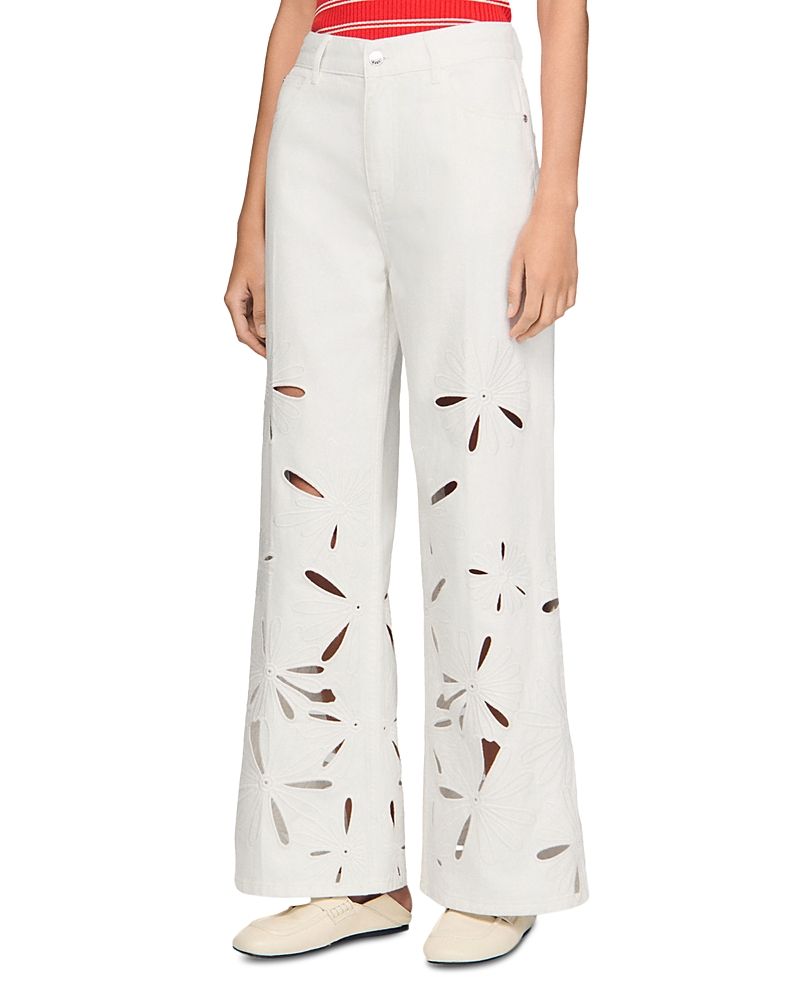 Flo High Rise Wide Leg Embroidered Pants