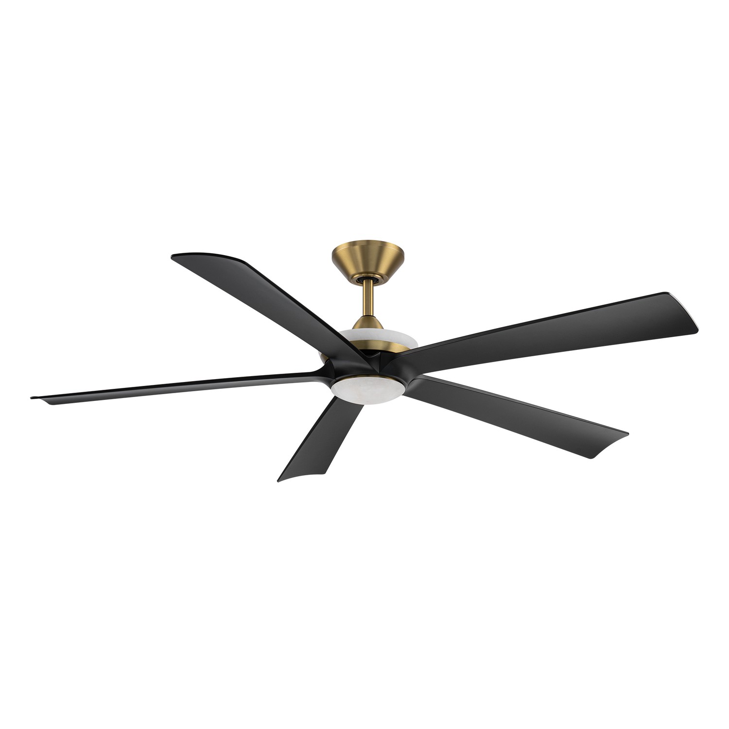 Soft Brass Matte Black 62" Ceiling Fan from the Crown Collection