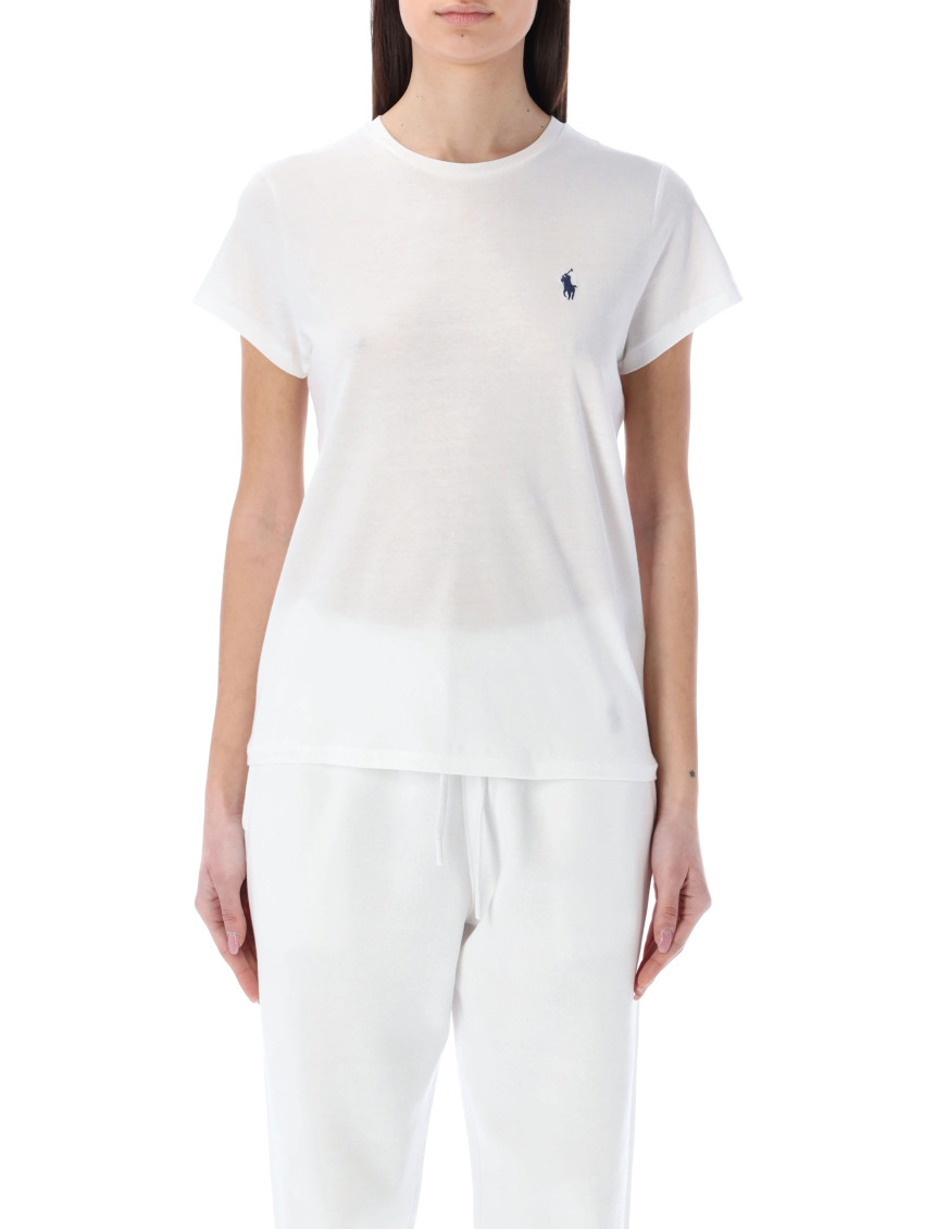 White Round Neck Logo T-Shirt