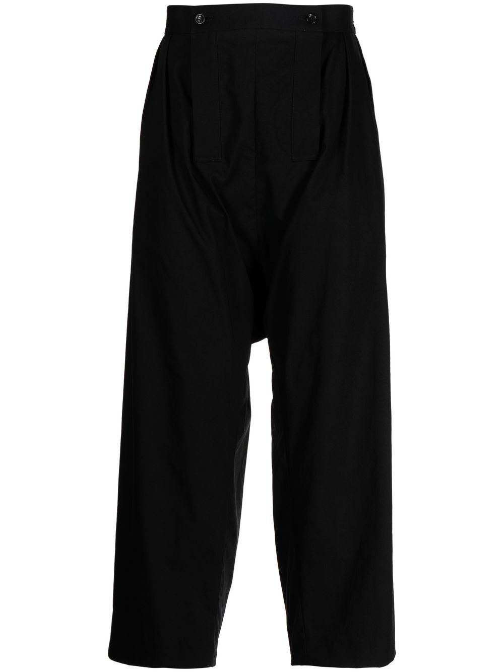 Loose-fit pleat-detail trousers - Black