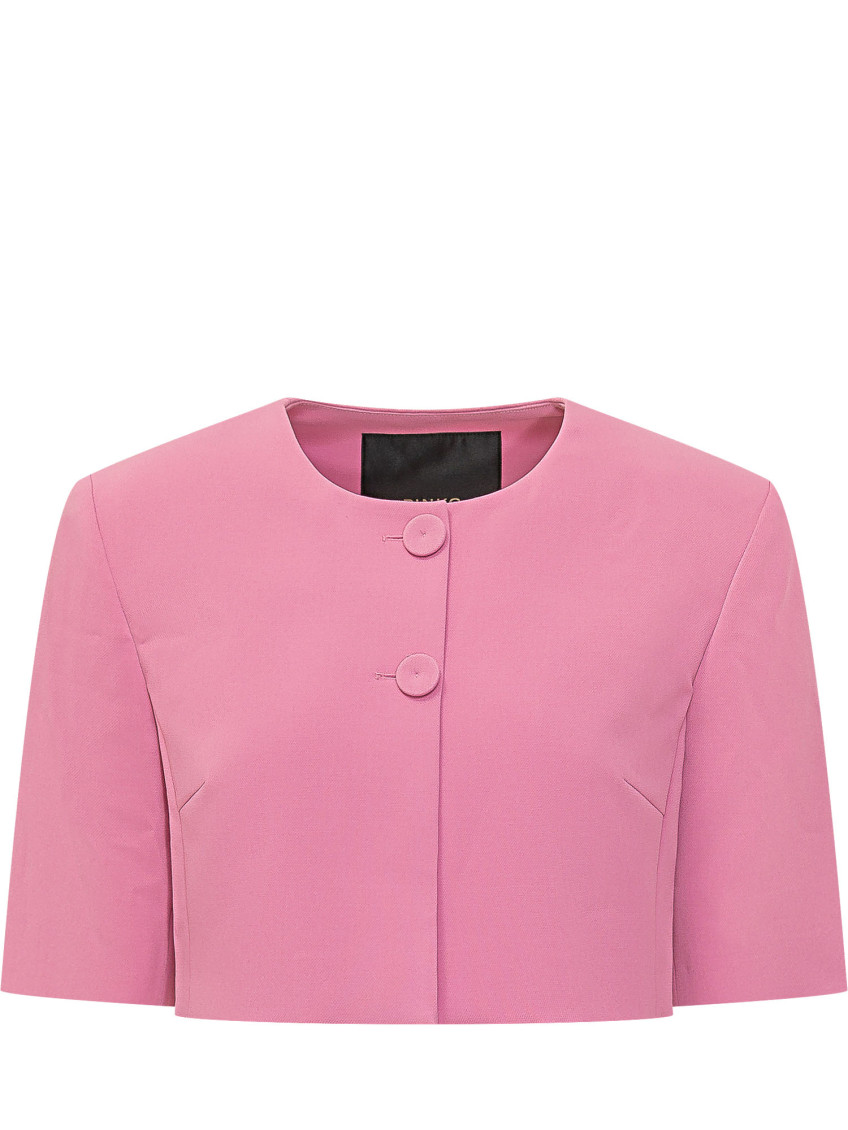 Pink Round Neck Crop Jacket