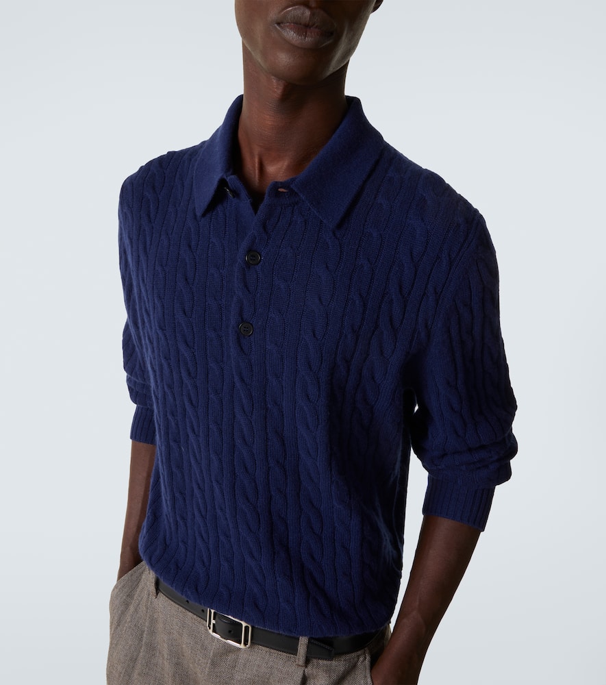 Cable-knit cashmere polo sweater