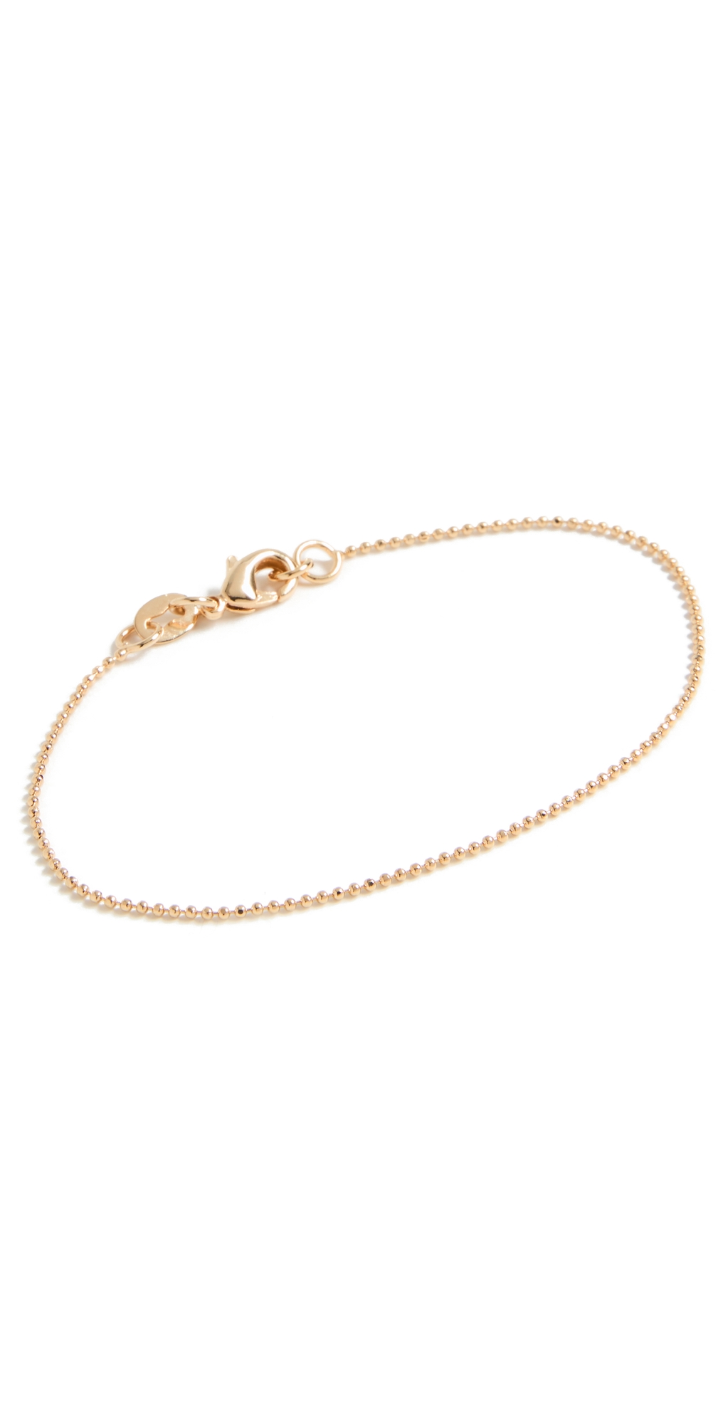 1MM Diamond Cut Ball Chain Bracelet Yellow Gold One Size