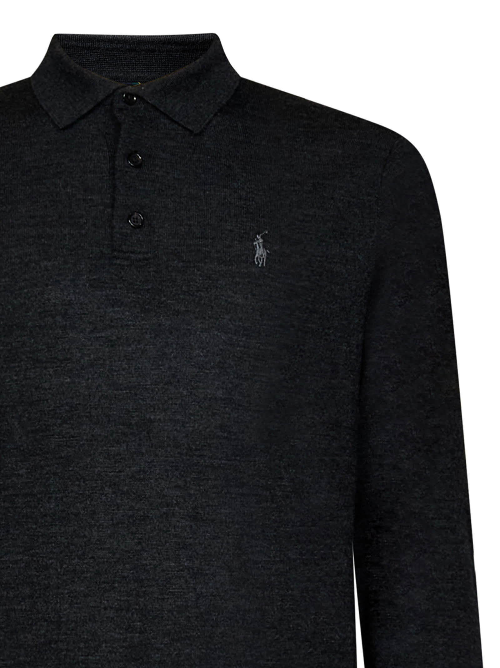 Polo Pony fine-knit polo shirt - Grey